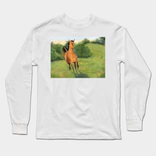 Horse Galloping in a Meadow Long Sleeve T-Shirt